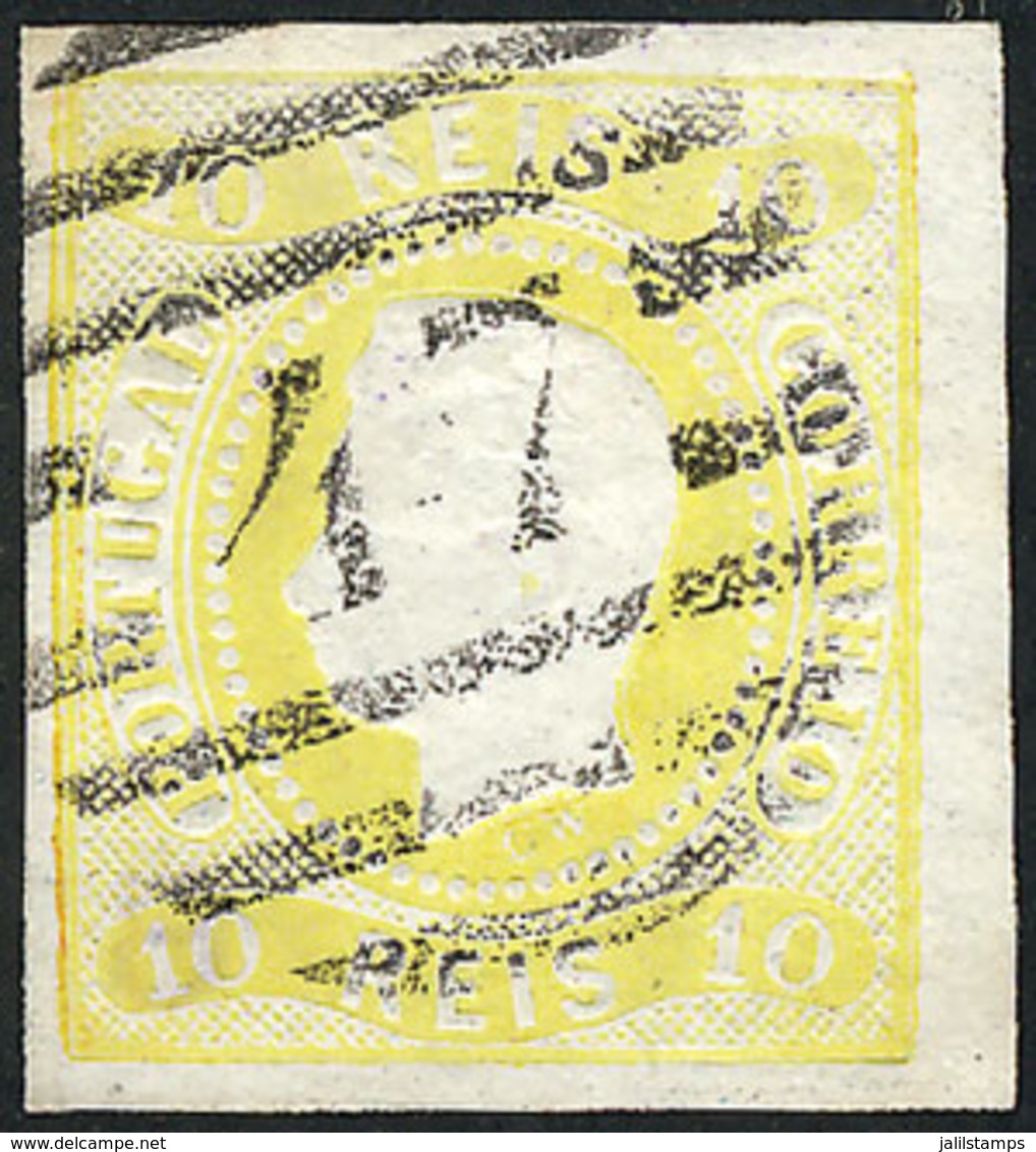 PORTUGAL: Sc.18, 1866/7 10R. Yellow, Excellent Quality, Catalog Value US$140. - Sonstige & Ohne Zuordnung