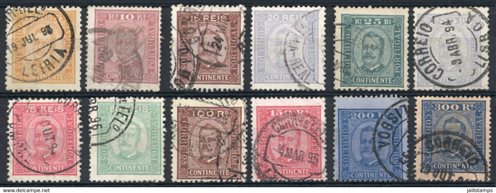 PORTUGAL: Sc.67/78, 1892/3 Carlos I, Complete Basic Set Of 12 Values (perforation Varieties: 5+10+25+50+75 Reis Perf 11½ - Other & Unclassified