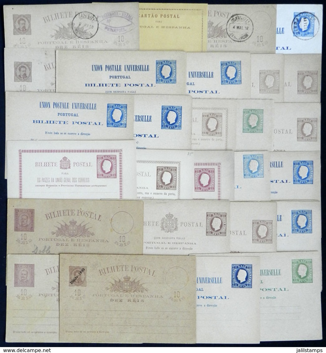 PORTUGAL: 27 Old Postal Stationeries, 11 Cards Are Double (with Paid Reply), Almost All Unused, The General Quality Is F - Sonstige & Ohne Zuordnung