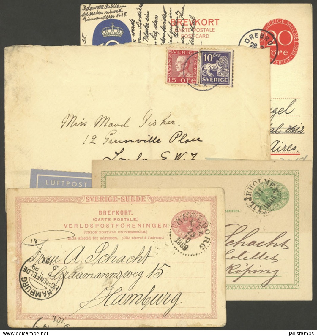 SWEDEN: 1 Cover + 3 Postal Stationeries Used In Varied Periods, With Some Minor Faults But Interesting! - Otros & Sin Clasificación