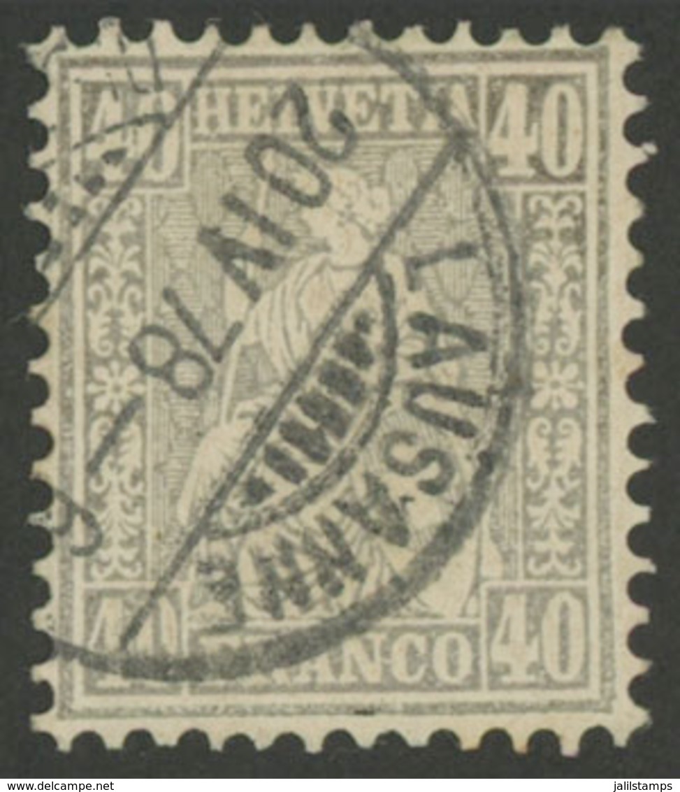 SWITZERLAND: Sc.58, 1867/78 40c. Gray, Used, Excellent Quality! - Sonstige & Ohne Zuordnung