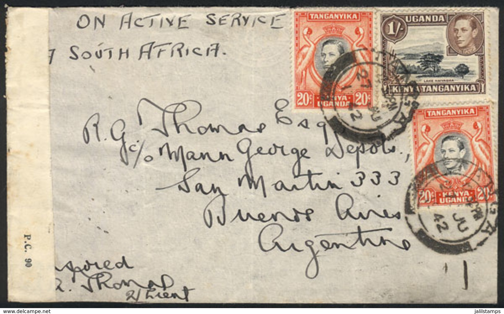 TANGANYIKA: Cover Sent From TANGA To Buenos Aires On 27/JUN/1942, Unusual Destination, VF Quality! - Otros - África