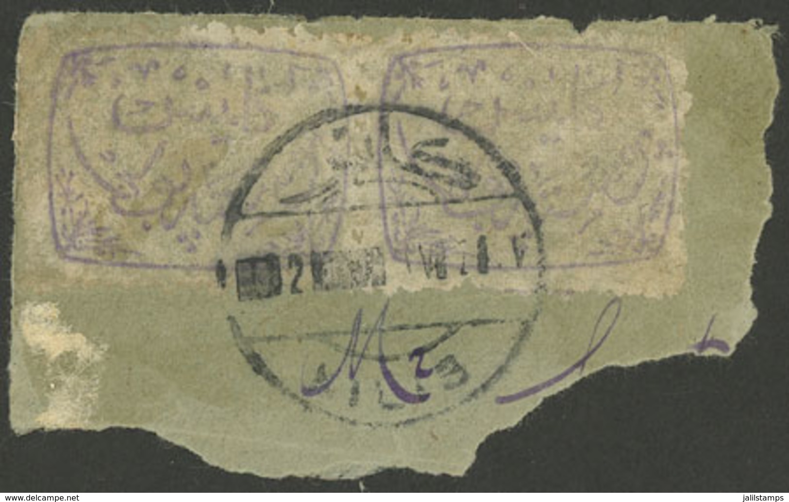 TURKEY: Michel 753, 1921 Kilis Provisional Printed On Cigarette Paper, Horizontal Pair On Fragment With Billingual KILIS - Sonstige & Ohne Zuordnung