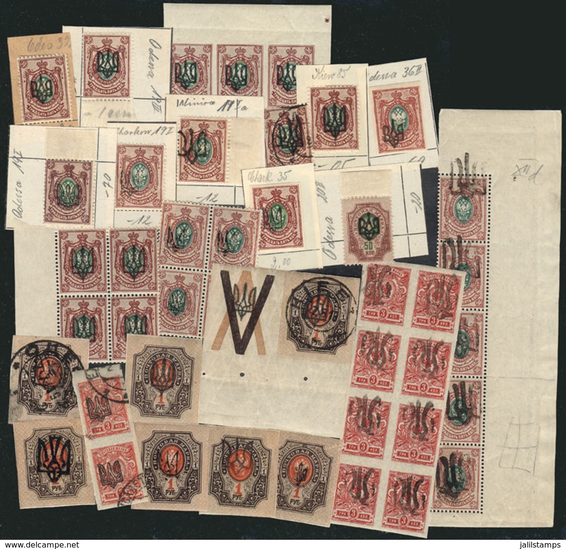 UKRAINE: Lot Of Old Stamps Overprinted With A "trident", Excellent General Quality!" - Ucraina