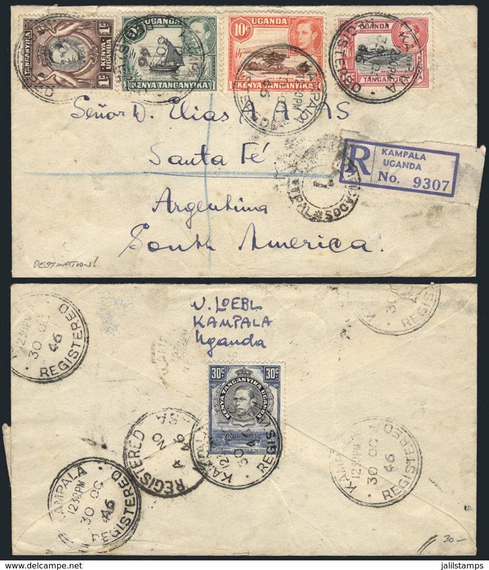 UGANDA: Registered Cover Sent From Kampala To Argentina On 30/OC/1948, Unusual Destination, VF Quality! - Uganda (1962-...)