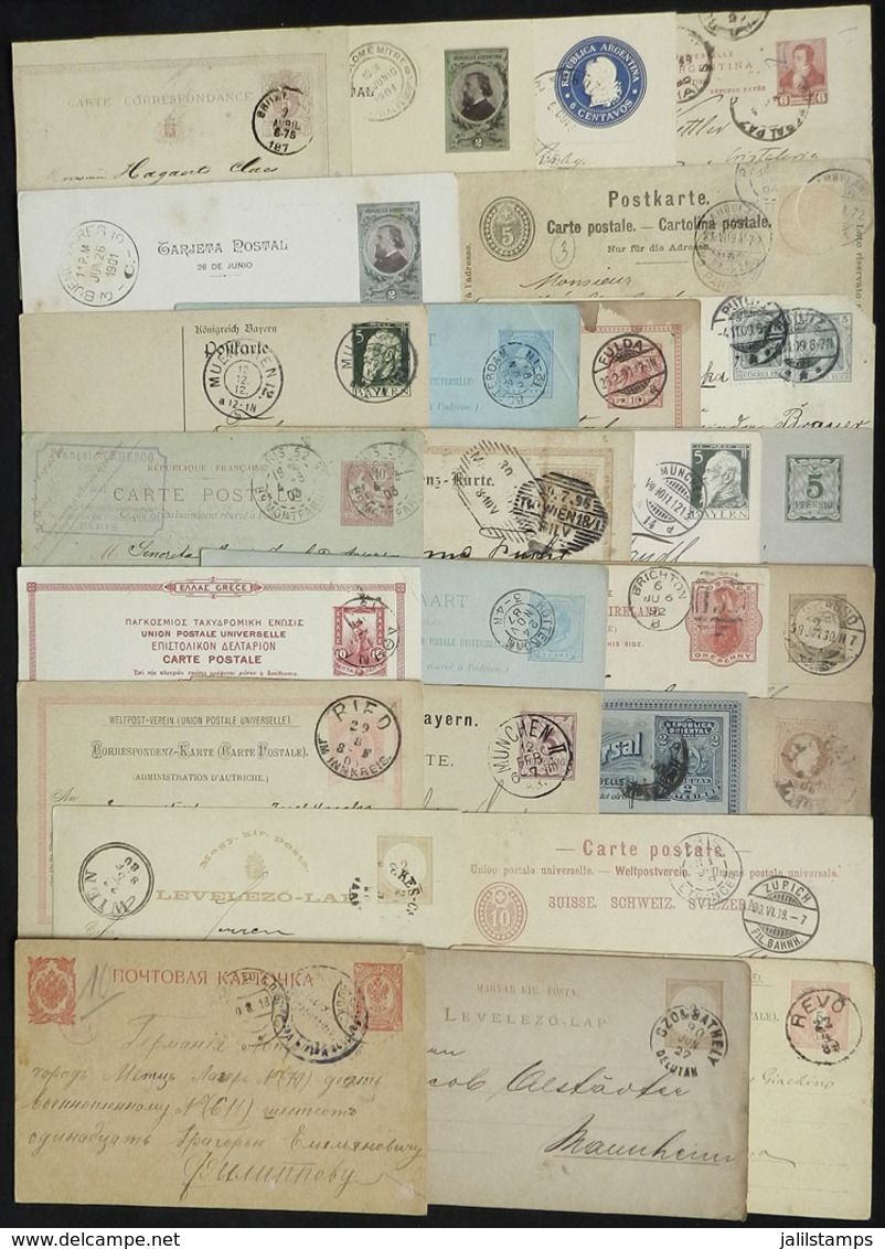 WORLDWIDE: 26 Old Postal Stationeries Of Varied Countries, All Used, Several With Very Interesting Cancels! - Otros & Sin Clasificación