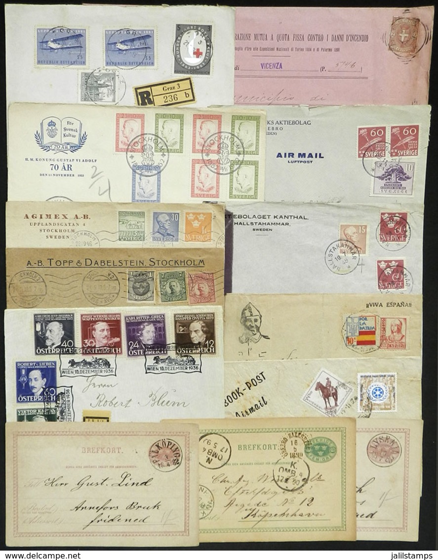 WORLDWIDE: 13 Covers, Cards, Front, Etc. Of Varied Countries (a Few Of Sweden) And Periods! - Altri & Non Classificati