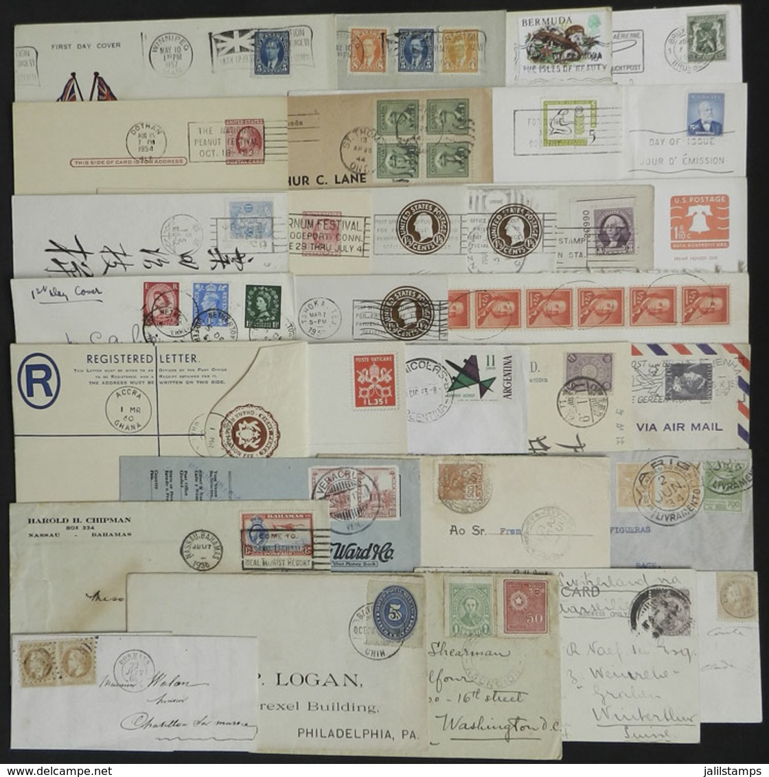 WORLDWIDE: Over 30 Covers Or Cards Of Varied Countries And Periods, Most Used, It Includes Flights, Some Very Old Covers - Otros & Sin Clasificación