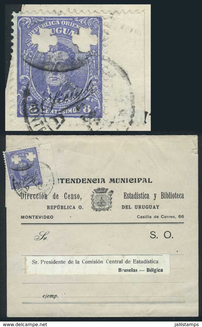 URUGUAY: Wrapper Sent To Belgium, Franked By Sc.O120 With Two Clover Punch Holes, VF Quality, Rare! - Uruguay
