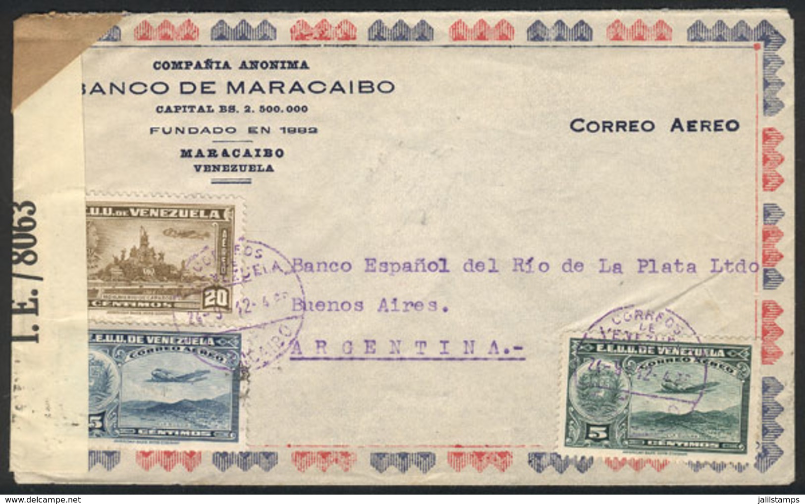 VENEZUELA: Airmail Cover Sent From Maracaibo To Buenos Aires On 24/SE/1942 Franked With 70c. And Censored, VF Quality! - Venezuela
