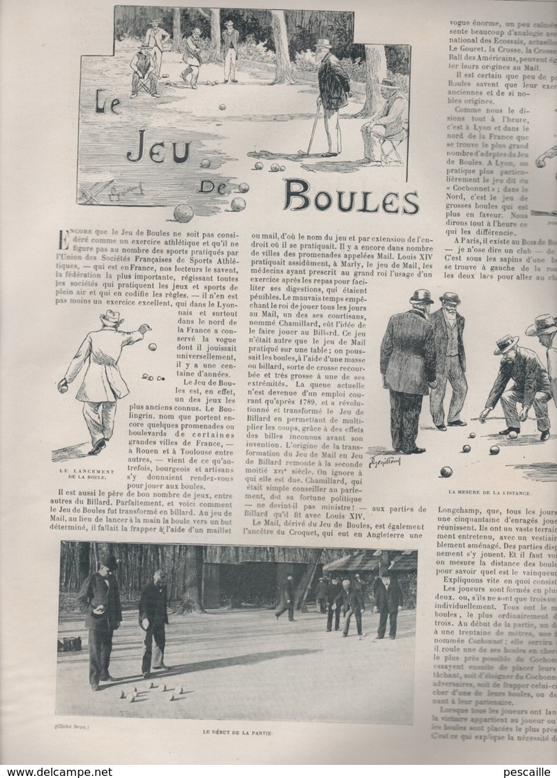 LA VIE AU GRAND AIR 25 02 1899 - AUTEUIL - ECOLE DE JOINVILLE - CHASSEURS ALPINS - JEU DE BOULES - BORDEAUX
