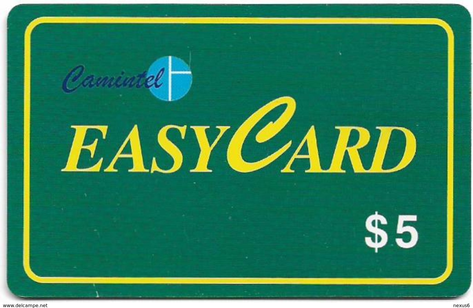 Cambodia - Camitel - Easycard Green 5$, (No Instructions Below Arrow), Used - Cambogia