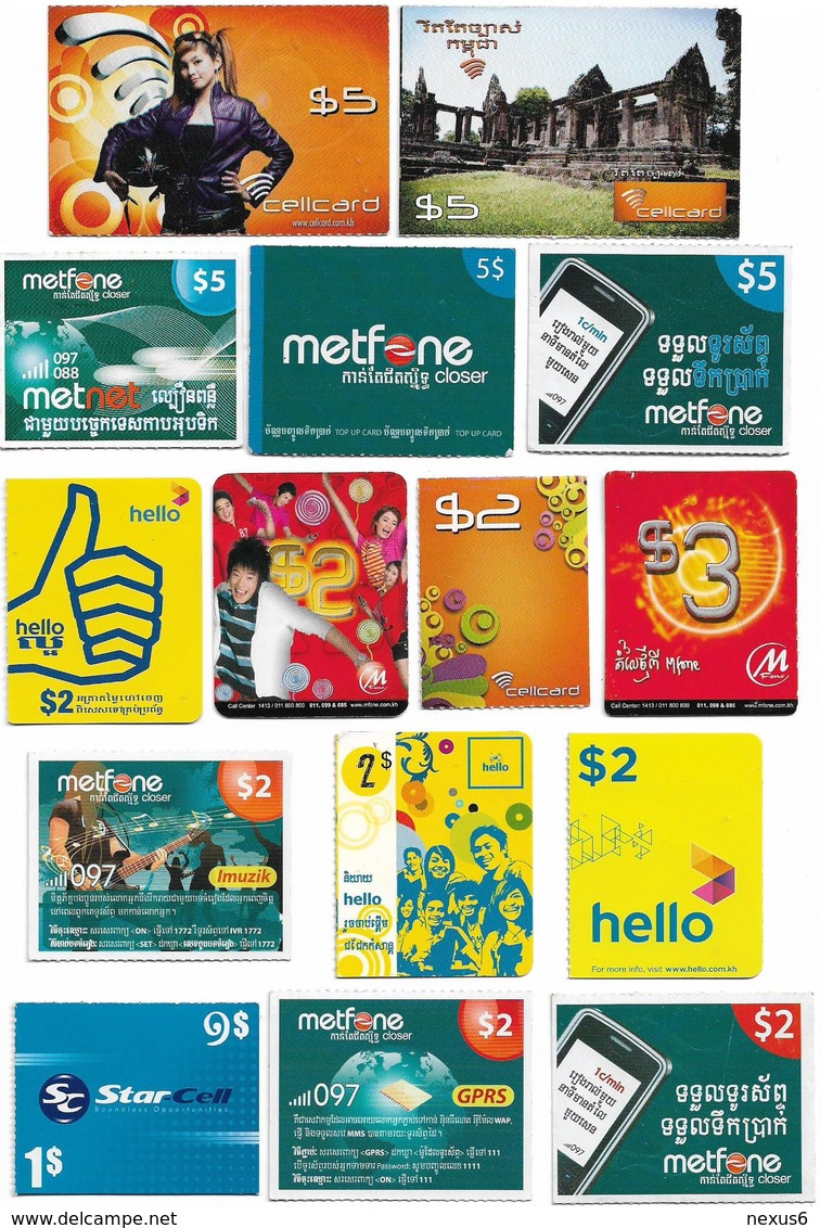 Cambodia - Lot of 51 Various different Prepaids With Various Sizes