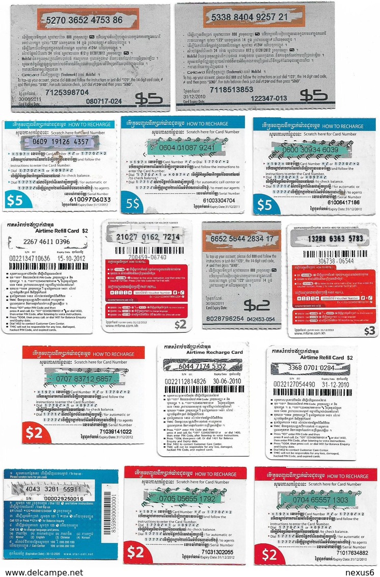 Cambodia - Lot of 51 Various different Prepaids With Various Sizes