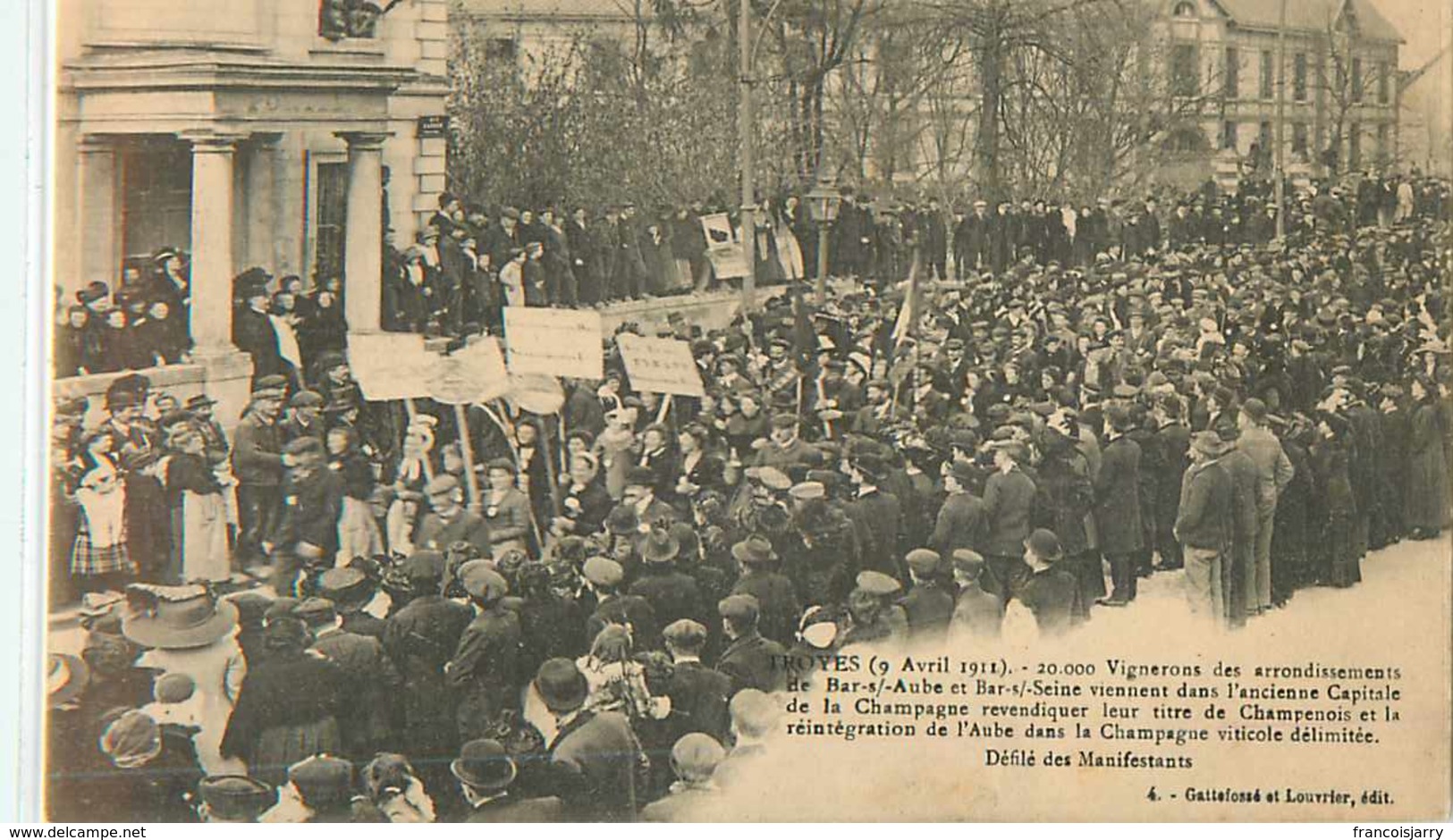 22993 - TROYES - MANIFESTATION DES VIGNERONS / AVRIL 1911 / DEFILE DES MANIFESTANTS - Troyes