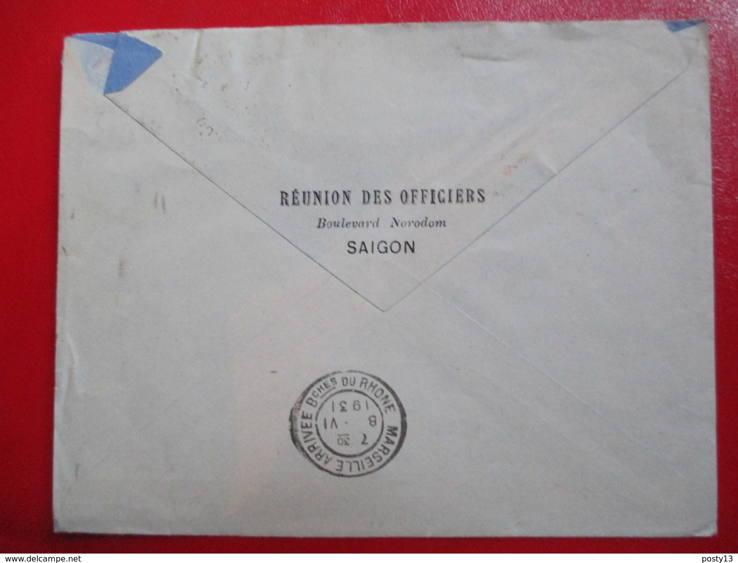 INDOCHINE- Divers Sur Lettre Par Avion Via Air-Orient - Cachet Rouge De Contrôle - Au Dos  Réunion Des Officiers Saïgon - Briefe U. Dokumente