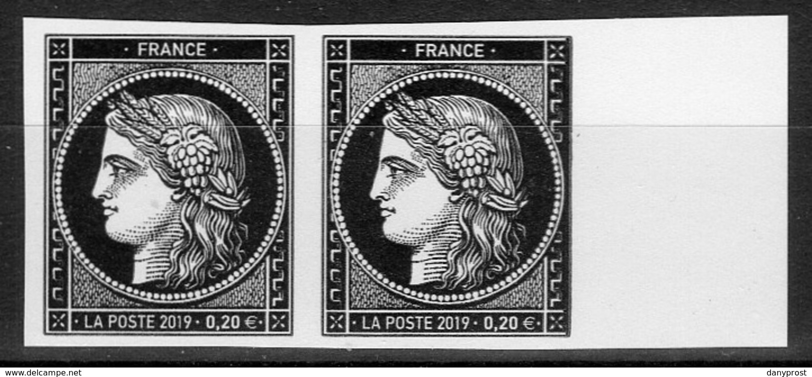 2019-paire N° 5305A NEUVE-non Dentelé CERES NOIR à 0.20 €-ISSU DU BLOC PRESTIGE " Les 170 Ans Du 1er Timbre Français " - Neufs