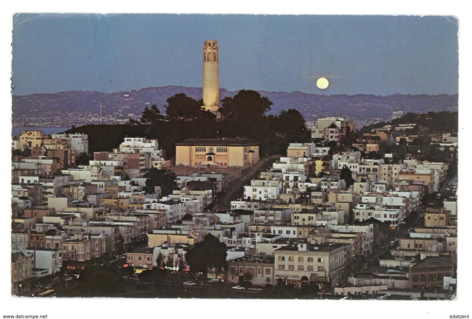 U.S.A. Stati Uniti D’America Majestic Colt Tower Shines Brightly Over San Francisco On A Moonlight Night Viaggiata 1980 - San Francisco