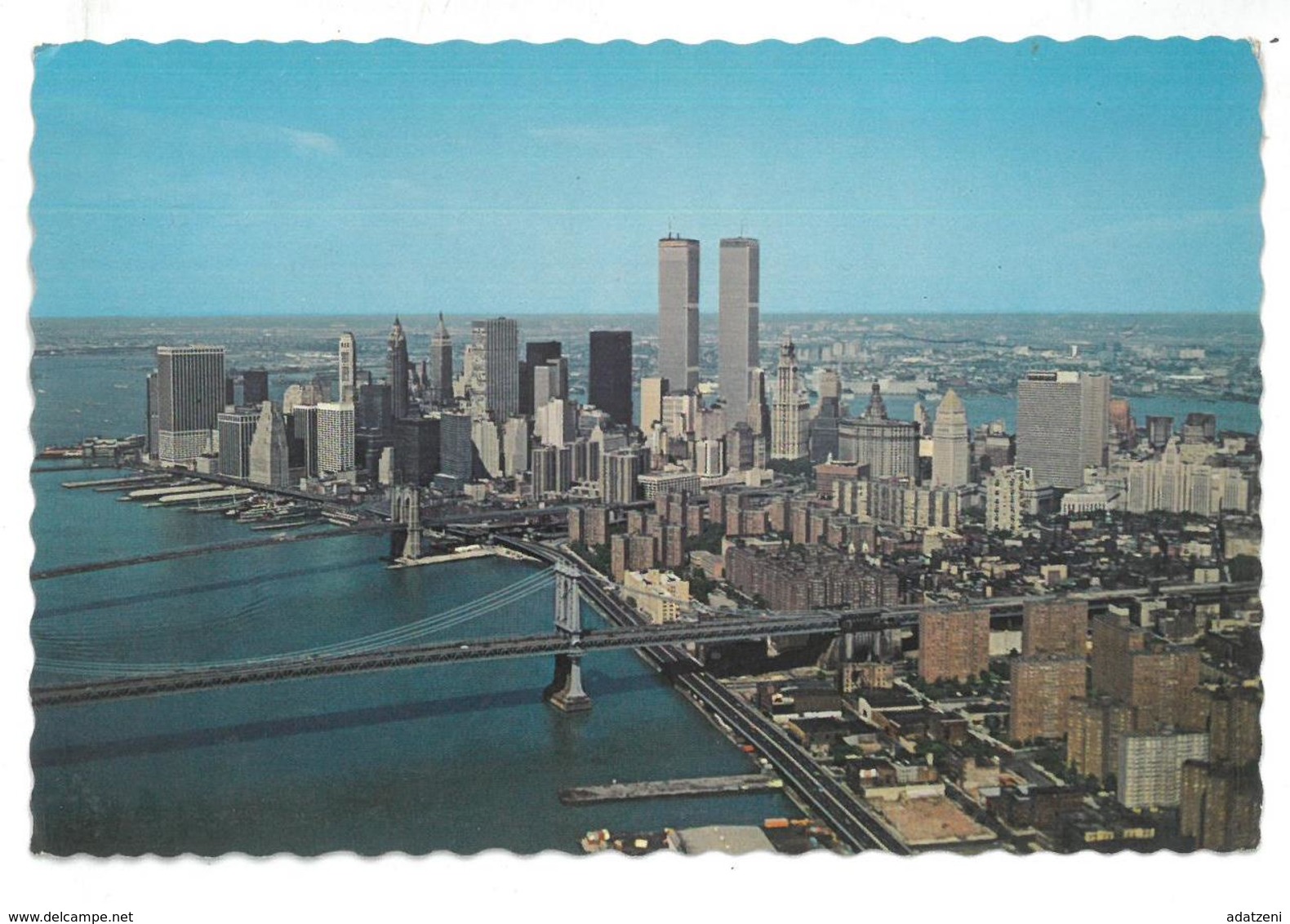 U.S.A. Stati Uniti D’America Aerial View Of Lower Manhattan Skyline With The Brooklyn Bridge  Non Viaggiata Condizioni C - Manhattan