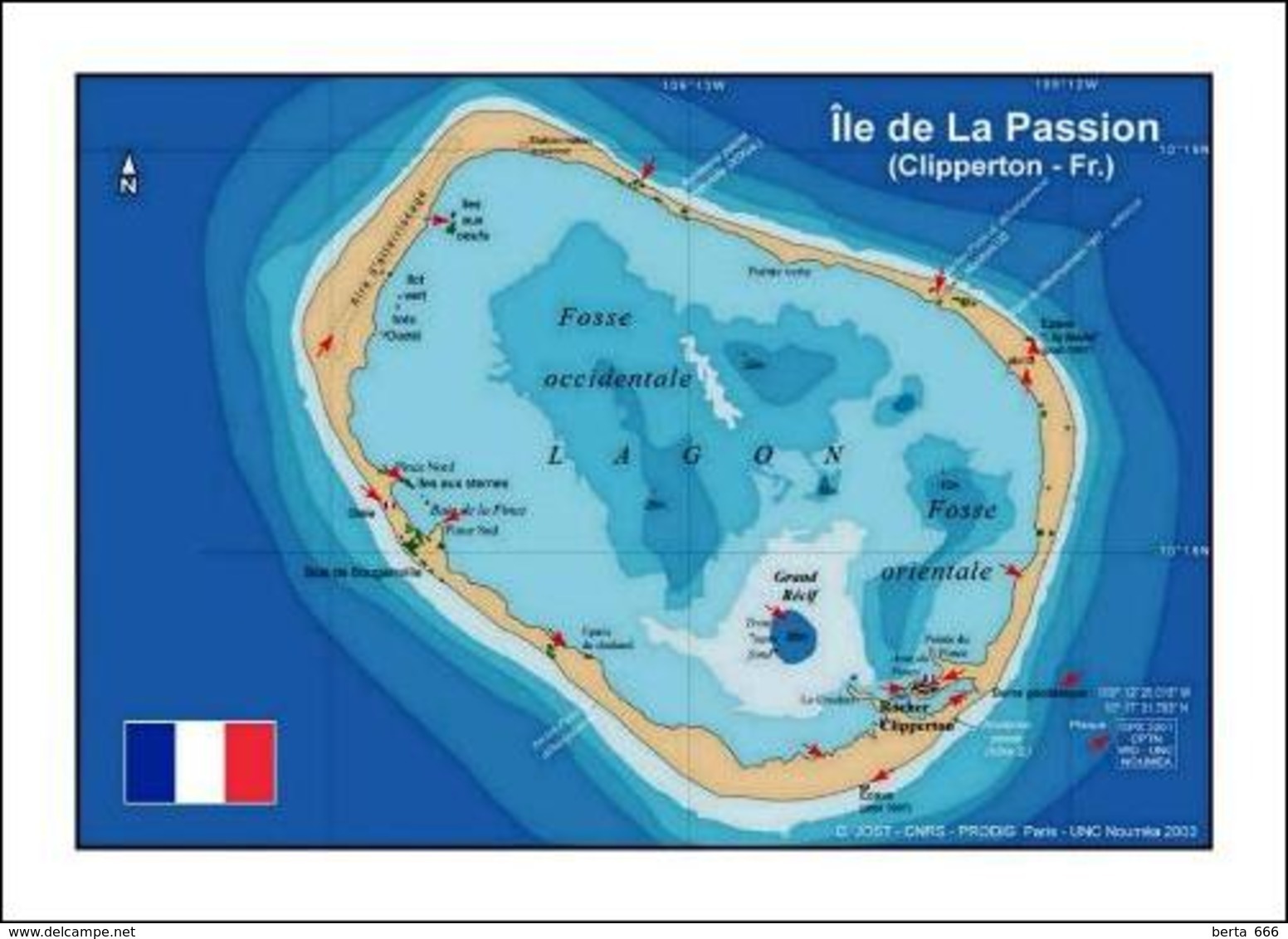 Clipperton Island Map Ile De La Passion New Postcard Insel Landkarte AK - Sonstige & Ohne Zuordnung