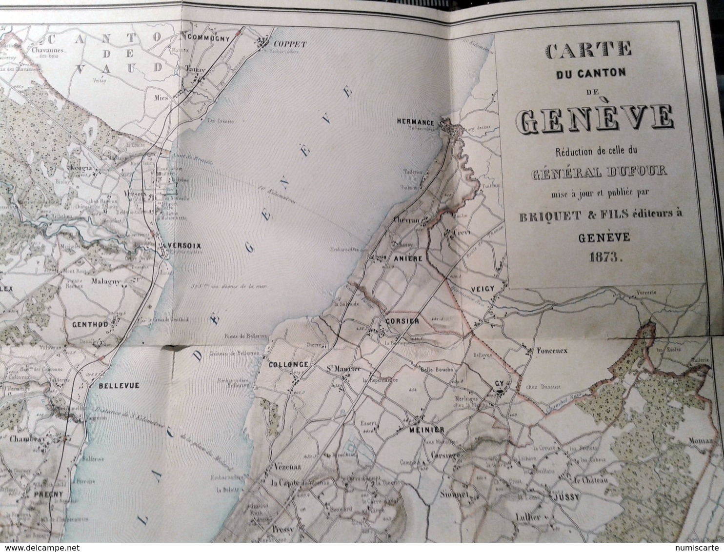 Plan Du Canton De  GENEVE - Réductrion Général DUFOUR Par Briquet & Fils 1873 - Cartes Géographiques