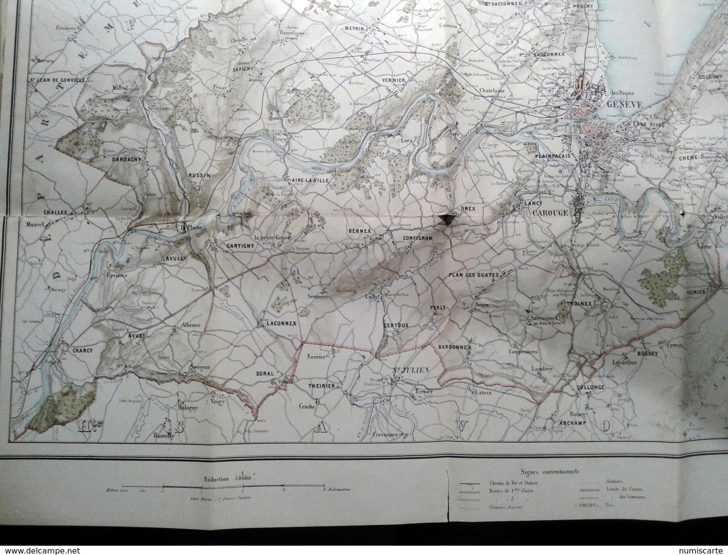 Plan Du Canton De  GENEVE - Réductrion Général DUFOUR Par Briquet & Fils 1873 - Cartes Géographiques