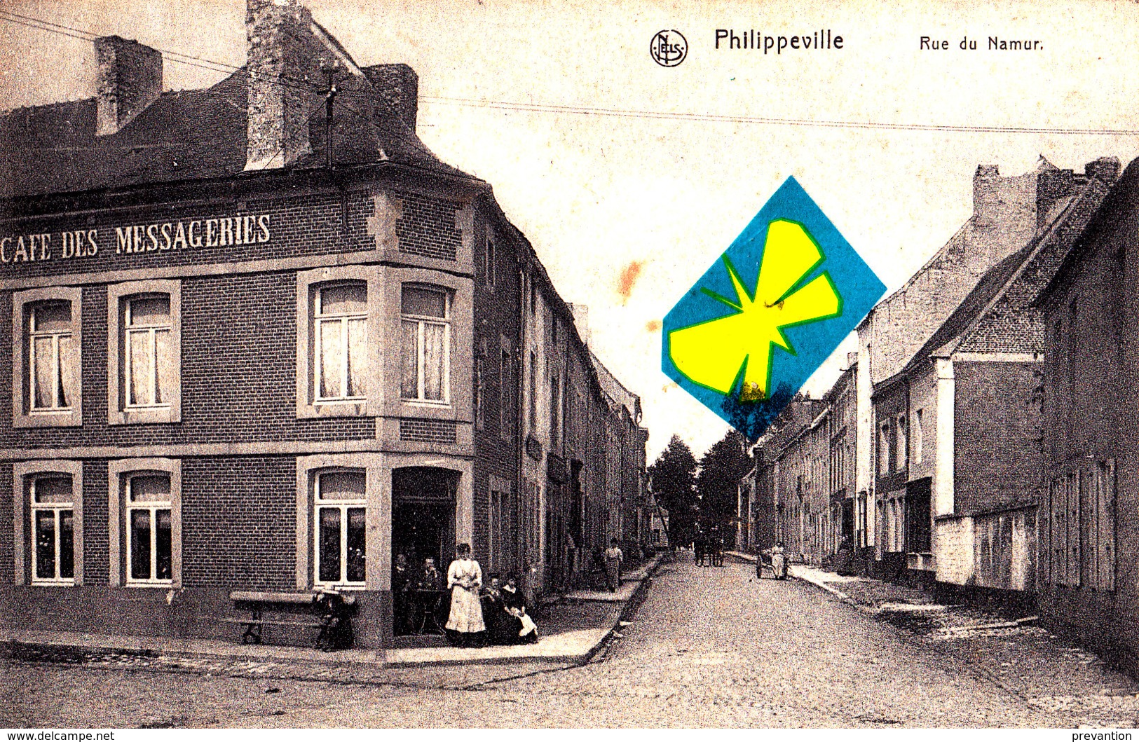 PHILIPPEVILLE - Rue De Namur - Avec Le Café Des Messageries - Carte Animée Et Circulée En 1908 - Philippeville