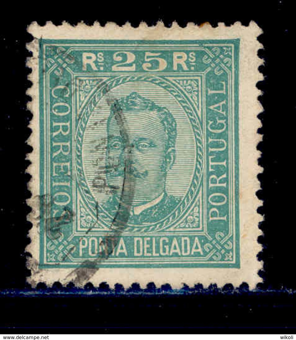 ! ! Ponta Delgada - 1892 D. Carlos 25 R (Perf 12 3/4) - Af. 05 - Used - Ponta Delgada