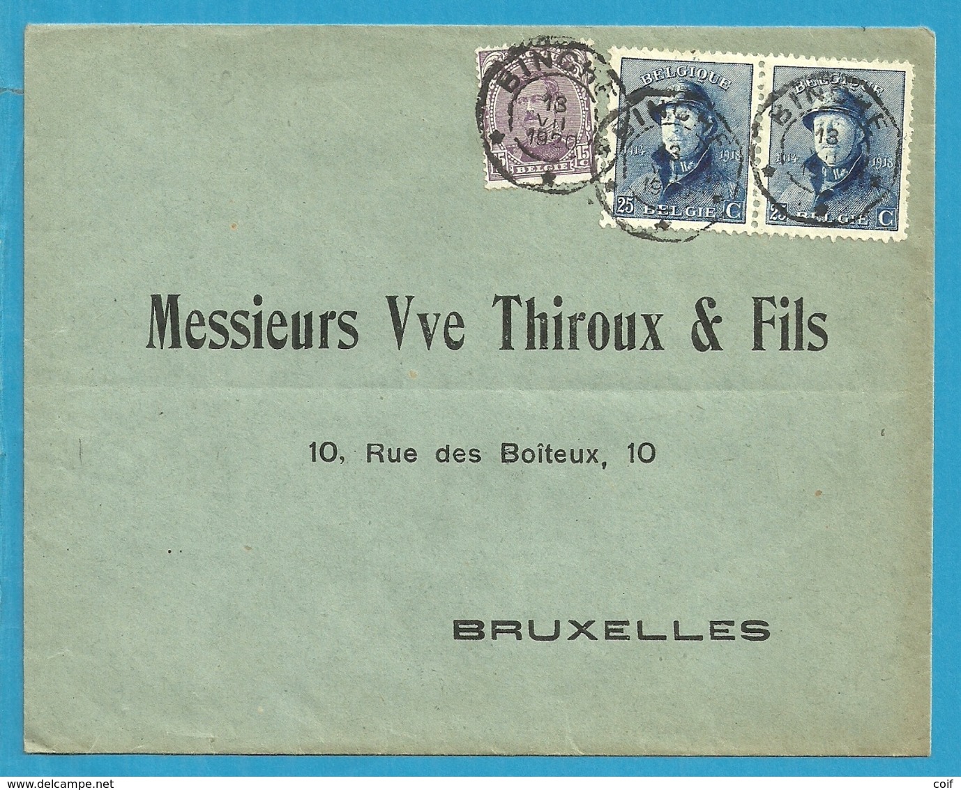 139+171 Op Brief Per EXPRES Met Telegraafstempel BINCHE - 1919-1920  Cascos De Trinchera