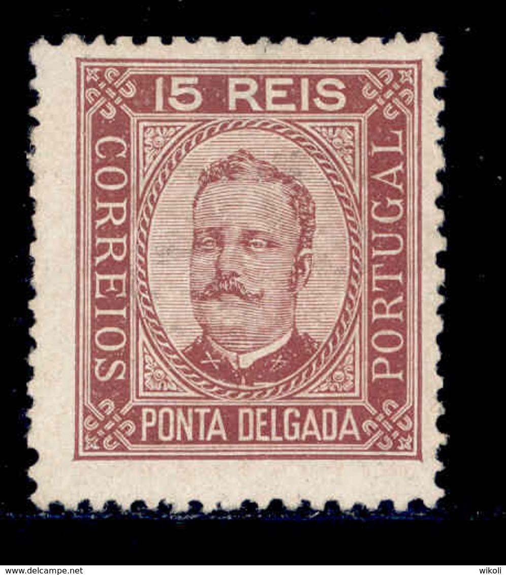 ! ! Ponta Delgada - 1892 D. Carlos 15 R (Perf. 12 3/4) - Af. 03 - No Gum - Ponta Delgada