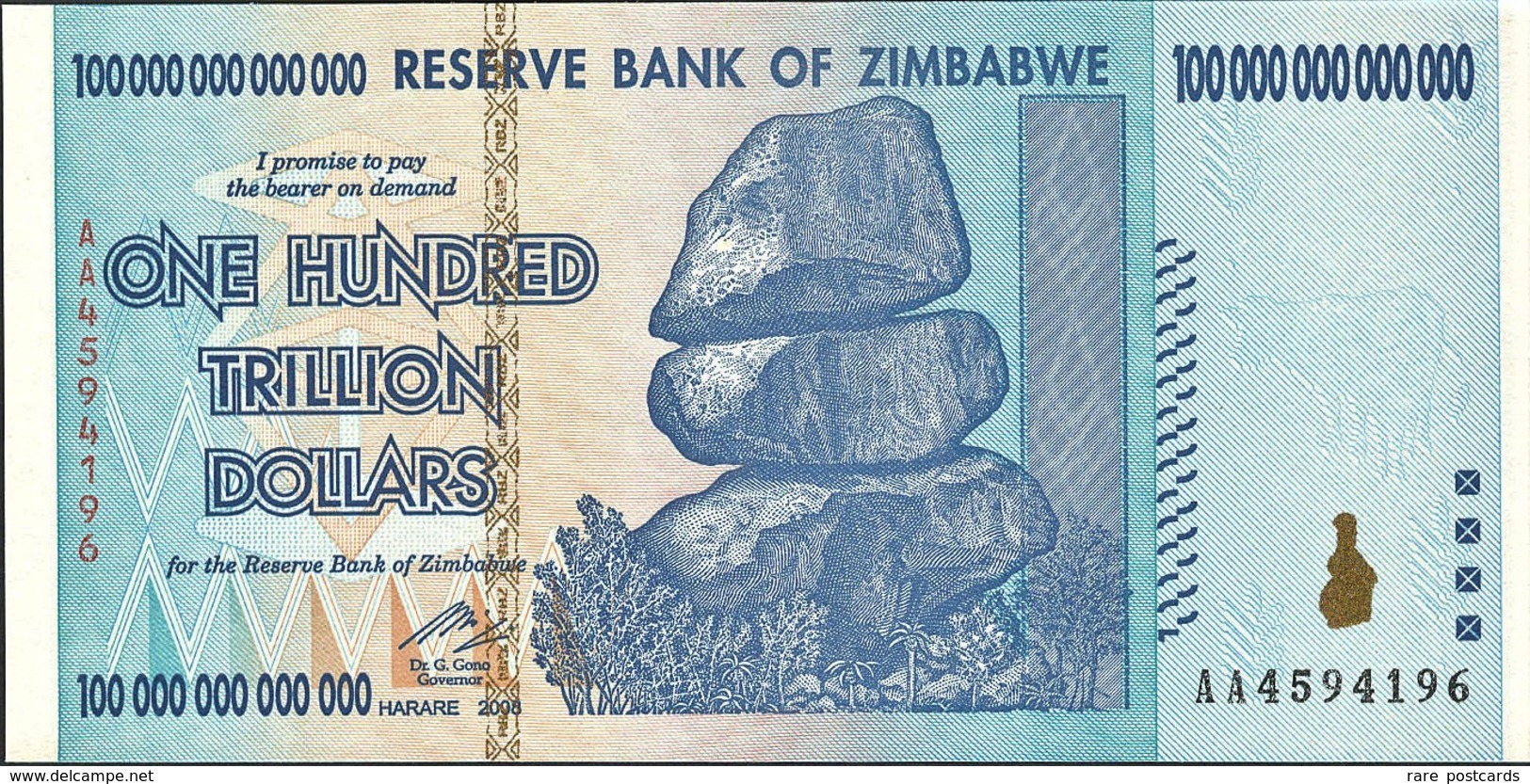 Zimbabwe 100 000 000 000 000 Dollars 2009. Unc - Trillions - Zimbabwe