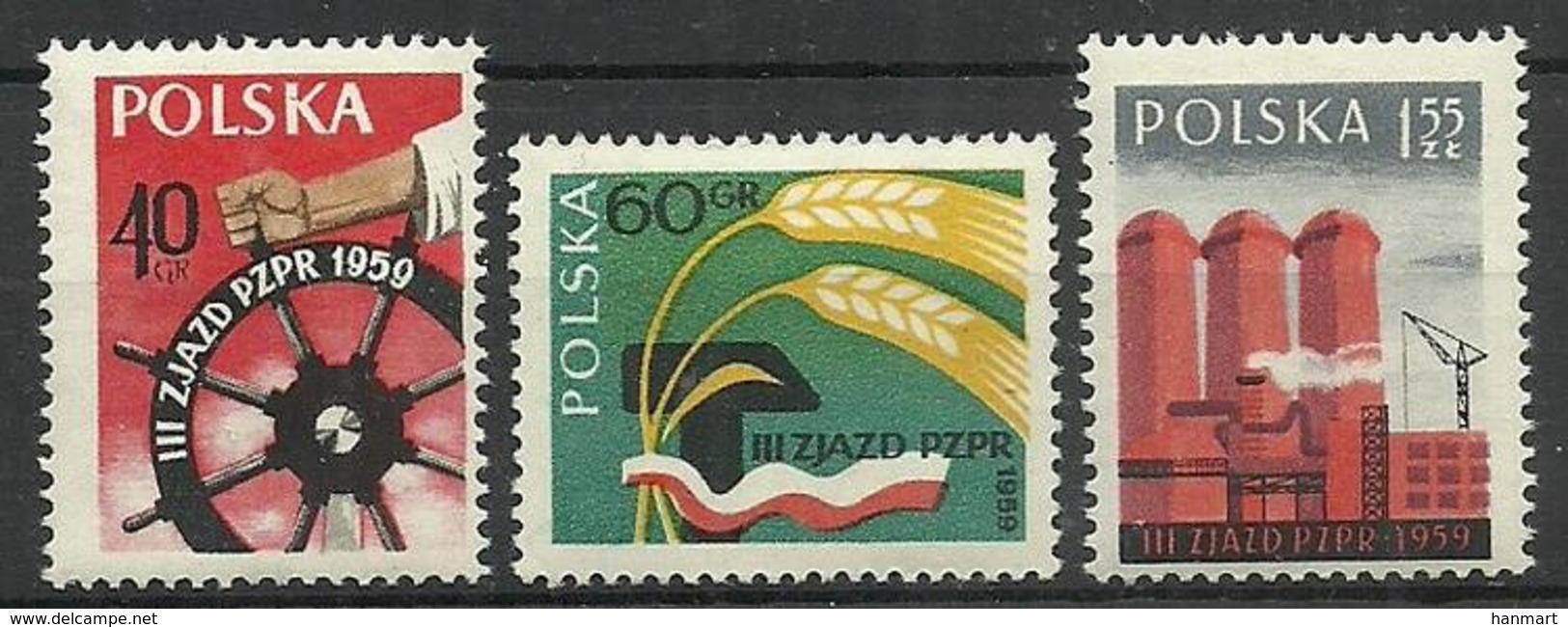 Poland 1959 Mi 1090-1092 MNH ( ZE4 PLD1090-1092 ) - Fabrieken En Industrieën