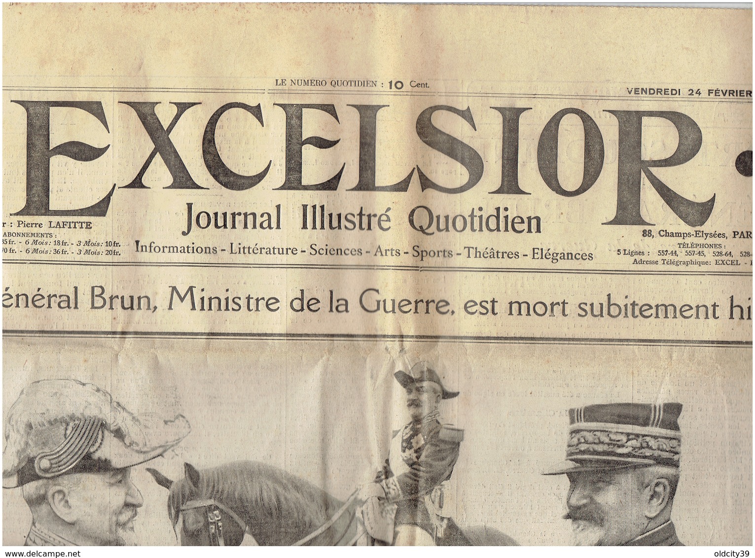 EXCELSIOR Du 24 Fevrier 1911 ,saut En Parachute De La Tour Eiffel, Boxe :Summer Eustache, Place Massena Carnaval De NICE - Autres & Non Classés