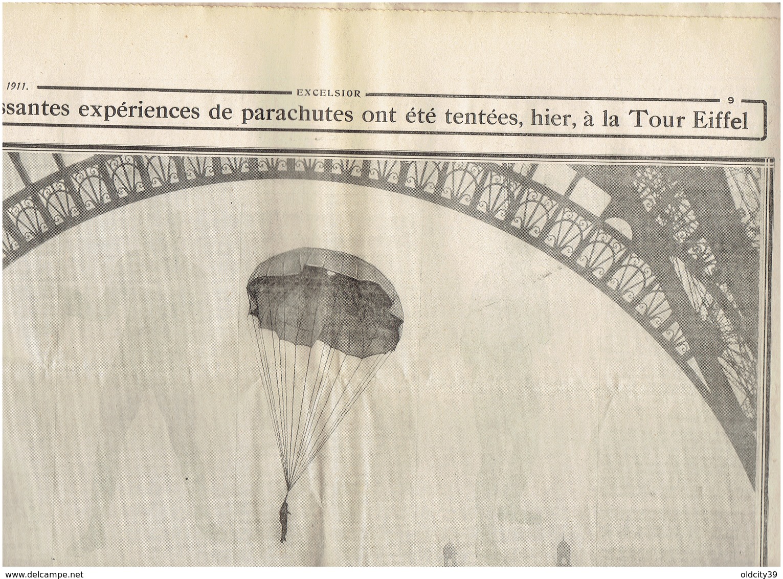 EXCELSIOR Du 24 Fevrier 1911 ,saut En Parachute De La Tour Eiffel, Boxe :Summer Eustache, Place Massena Carnaval De NICE - Autres & Non Classés