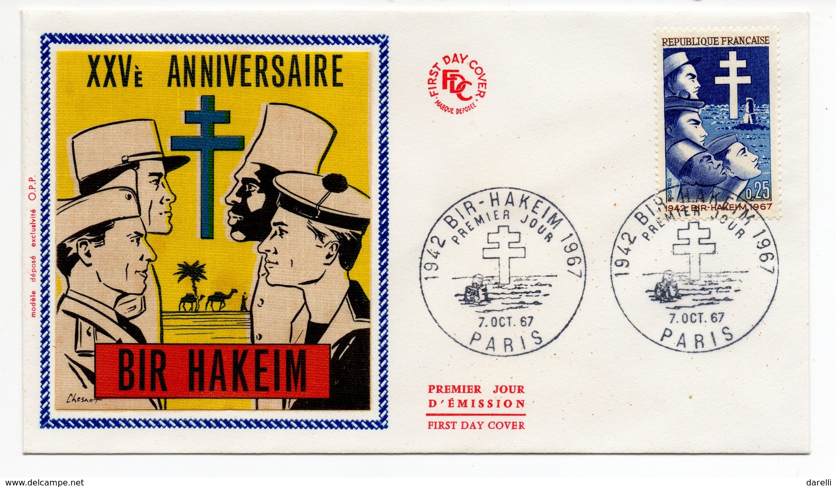 FDC France 1967 - XXVe Anniversaire : BIR HAKEIM - 1960-1969