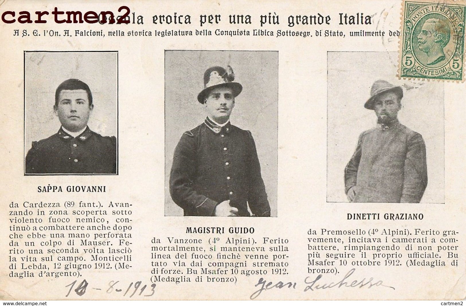 OSSOLA EROICA PER UNA PIU GRANDE ITALIA SAPPA GIOVANNI MAGISTRI GUIDO DINETTI GRAZIANO PATRIOTTICA GUERRA - Personajes