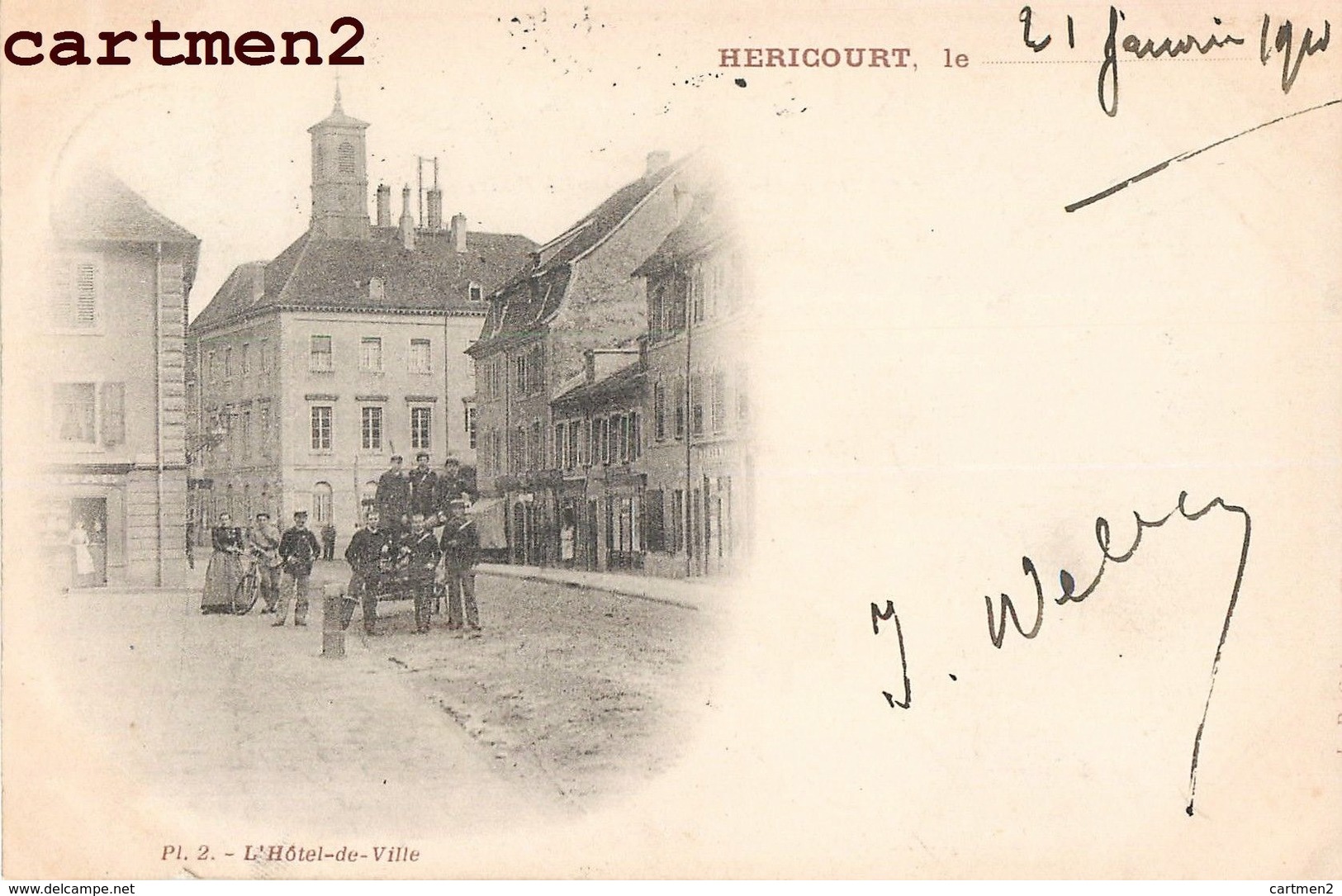 HERICOURT L'HOTEL DE VILLE ANIME 1900 - Altri & Non Classificati