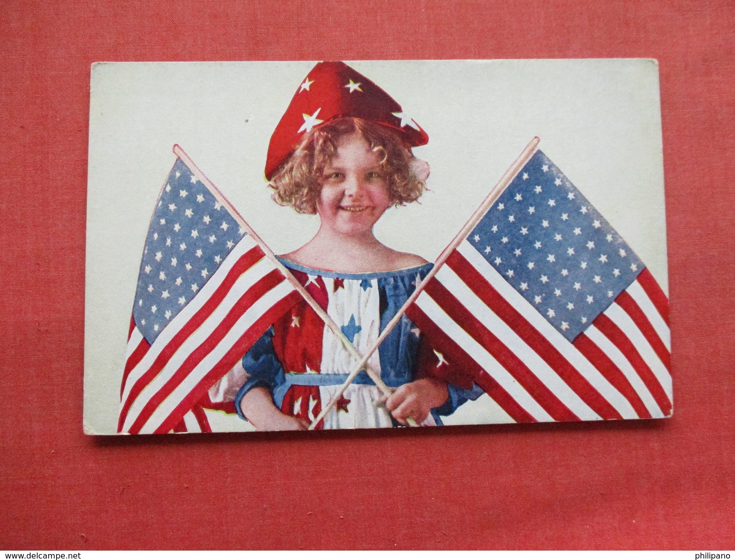 Young Female In  Patriotic  Dress With Crossed Flags      Ref 3335 - Patriotic