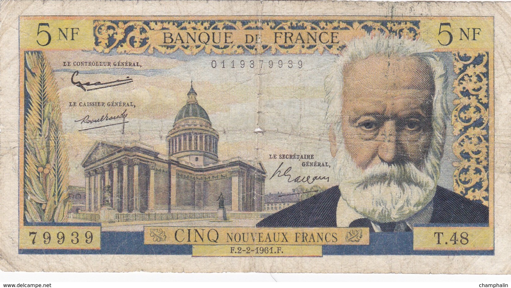 France - Billet De 5 Nouveaux Francs Type Victor Hugo - 2 Février 1961 - 5 NF 1959-1965 ''Victor Hugo''