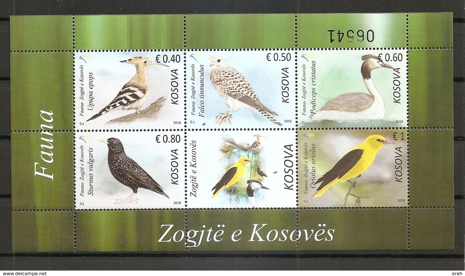 KOSOVO 2018,FAUNA,BIRDS,FALCO,ORIOLUS,STURNUS,,UPUPA,,PODICEPS,BLOCK,,,MNH - Sonstige & Ohne Zuordnung