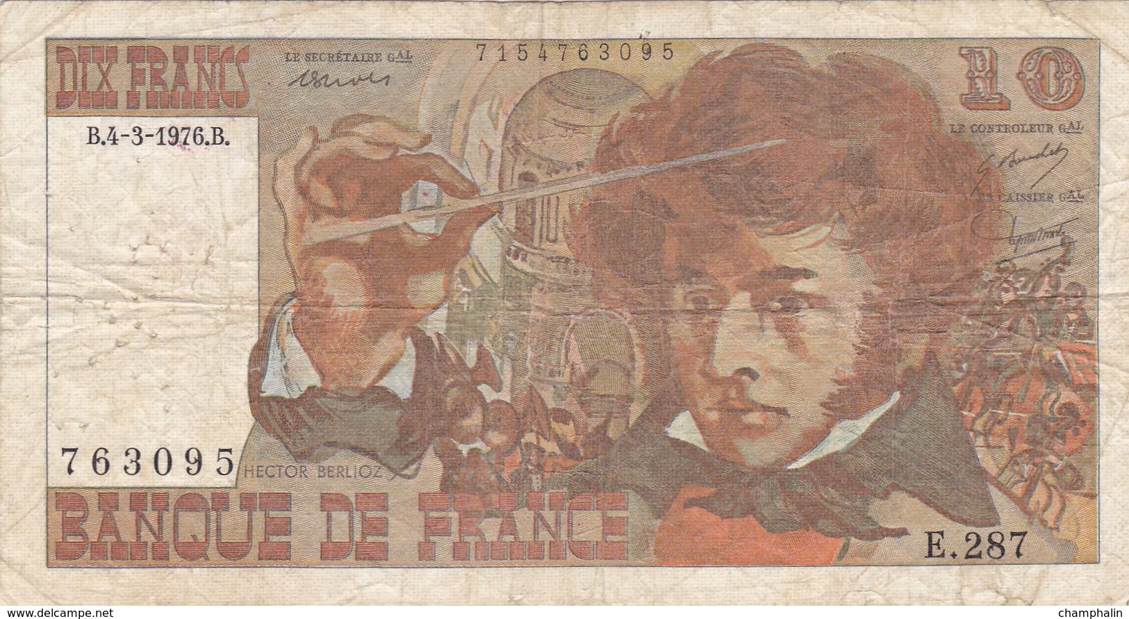 France - Billet De 10 Francs Type Hector Berlioz - 4 Mars 1976 B - 10 F 1972-1978 ''Berlioz''