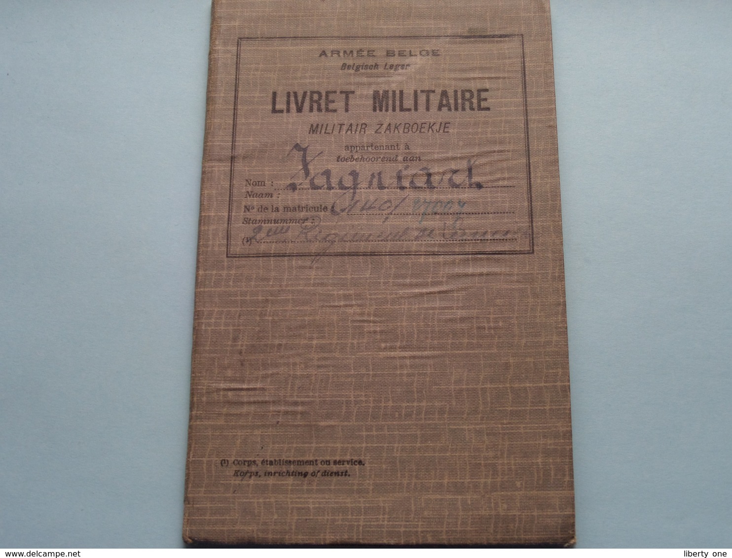 Livret MILITAIRE Zakboekje FAGNIART Léopold Née Jemappes 28 Sept 13 ( Armée Belge ) Classe 1933 ( Voir Photo ) ! - Documents