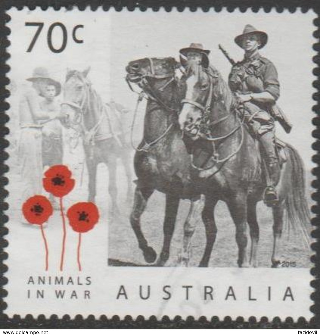 AUSTRALIA - USED 2015 70c Animals In War - Horses - Mounted Soldiers - Used Stamps