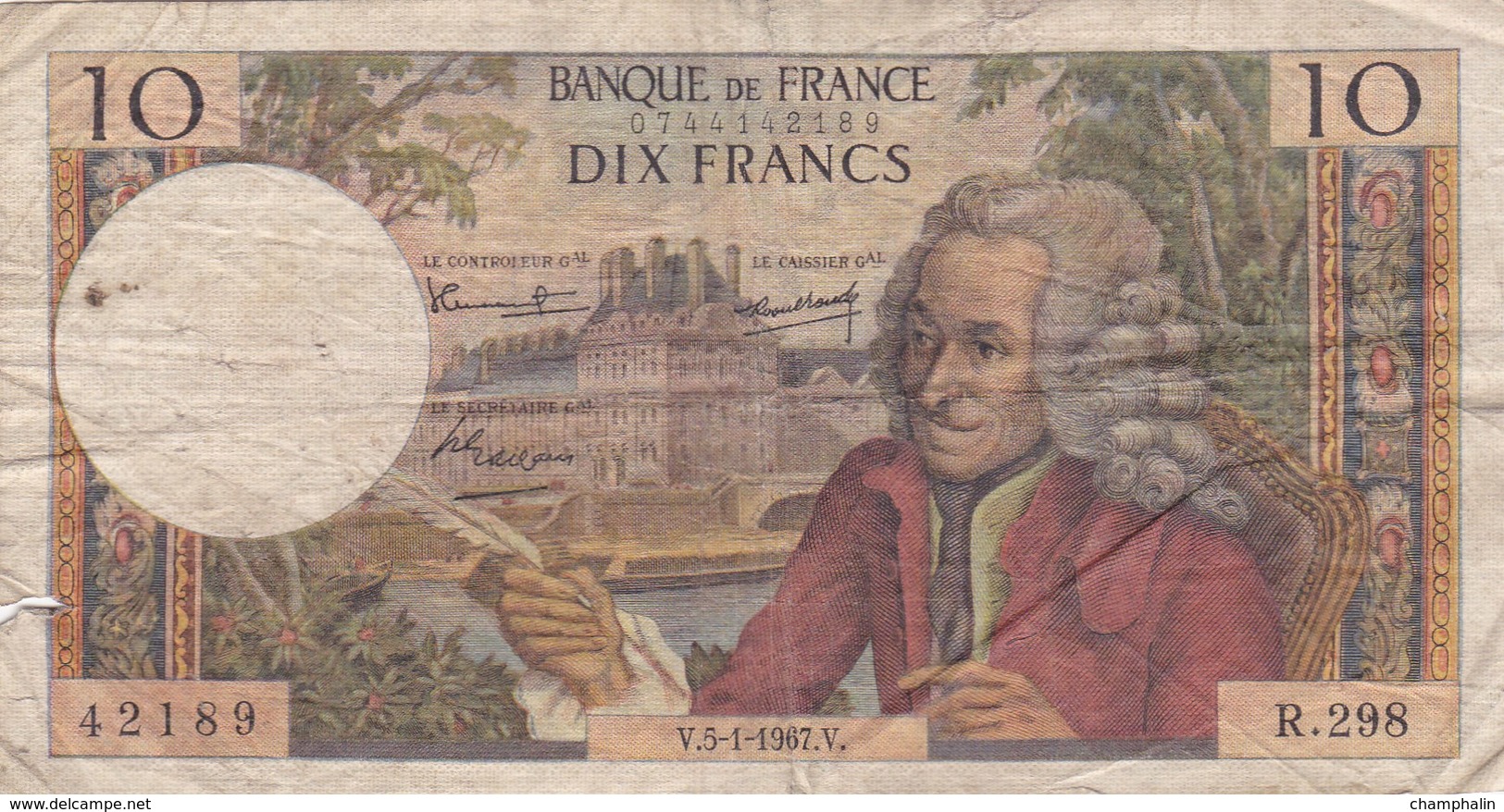 France - Billet De 10 Francs Type Voltaire - 5 Janvier 1967 V - 10 F 1963-1973 ''Voltaire''