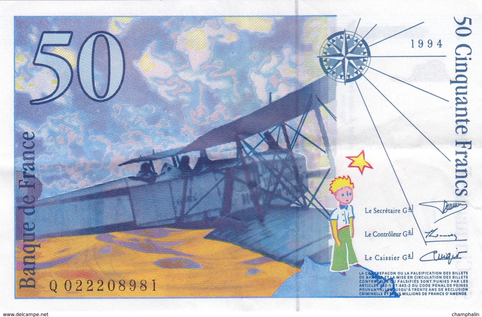 France - Billet De 50 Francs Type Antoine De Saint-Exupéry - 1994 - 50 F 1992-1999 ''St Exupéry''