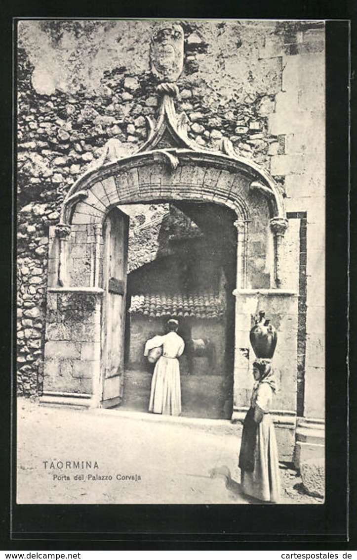 Cartolina Taormina, Porta Del Palazzo Corvaja - Autres & Non Classés