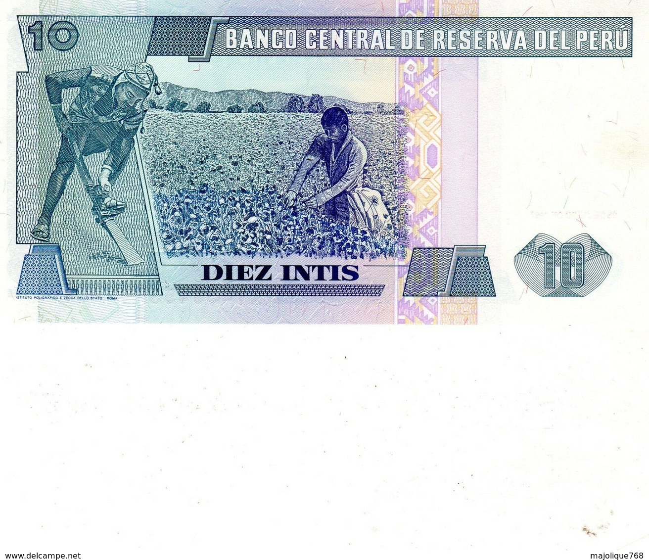 Billet De Banque Du Pérou 10 Intis, Type Ricardo. Palma Du 26 Juin 1987 - Neuf - Peru