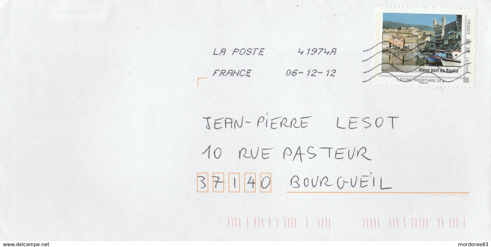 MONTIMBRAMOI VIEUX PORT DE BASTIA 20G SUR LETTRE ENTIERE 2012 - Cartas & Documentos