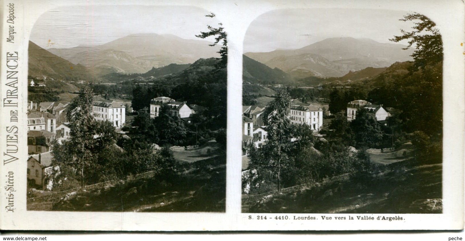 N°72797 GF-carte Stéréoscopique -Lourdes-Vue Vallée Argeles - Cartoline Stereoscopiche