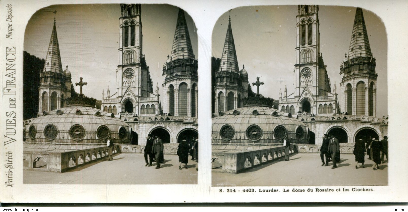 N°72802 GF-carte Stéréoscopique -Lourdes-Dome Rosaire Et Clochers - Estereoscópicas